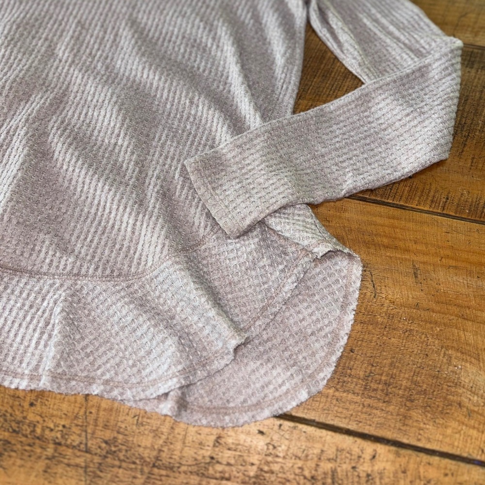 Anthropologie Saturday Sunday Womens Wendy Waffle Knit Ruffle Long Sleeve Top S - Picture 2 of 8